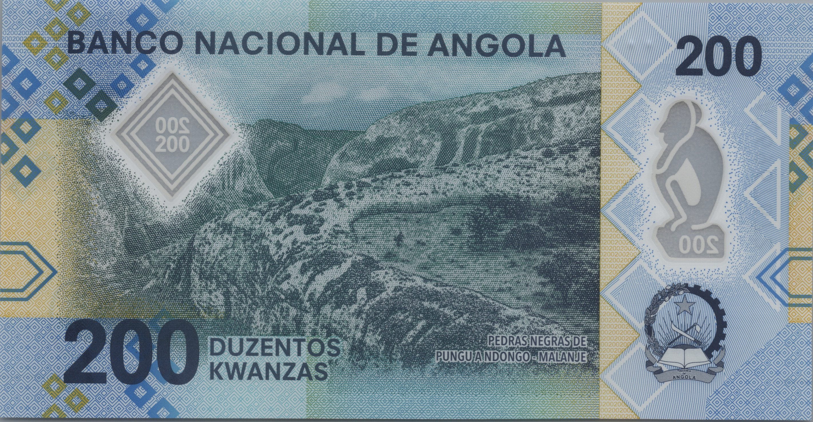Angola 200 Kwanzas; 2020, B-557a; Prefix A; UNCIRCULATED; POLYMER Note