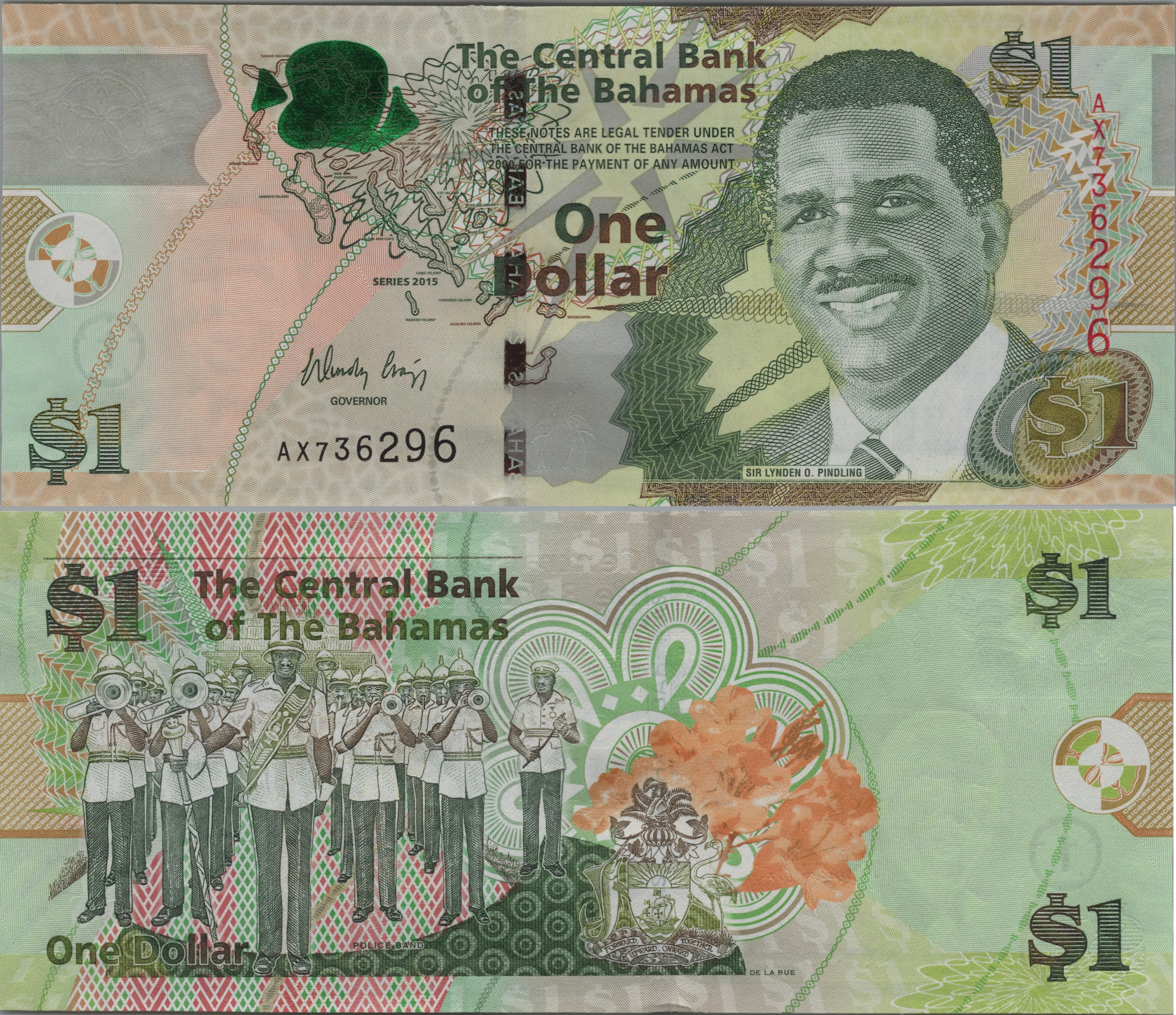BAHAMAS 1 Dollar, P71Aa, UNCIRCULATED, 2015