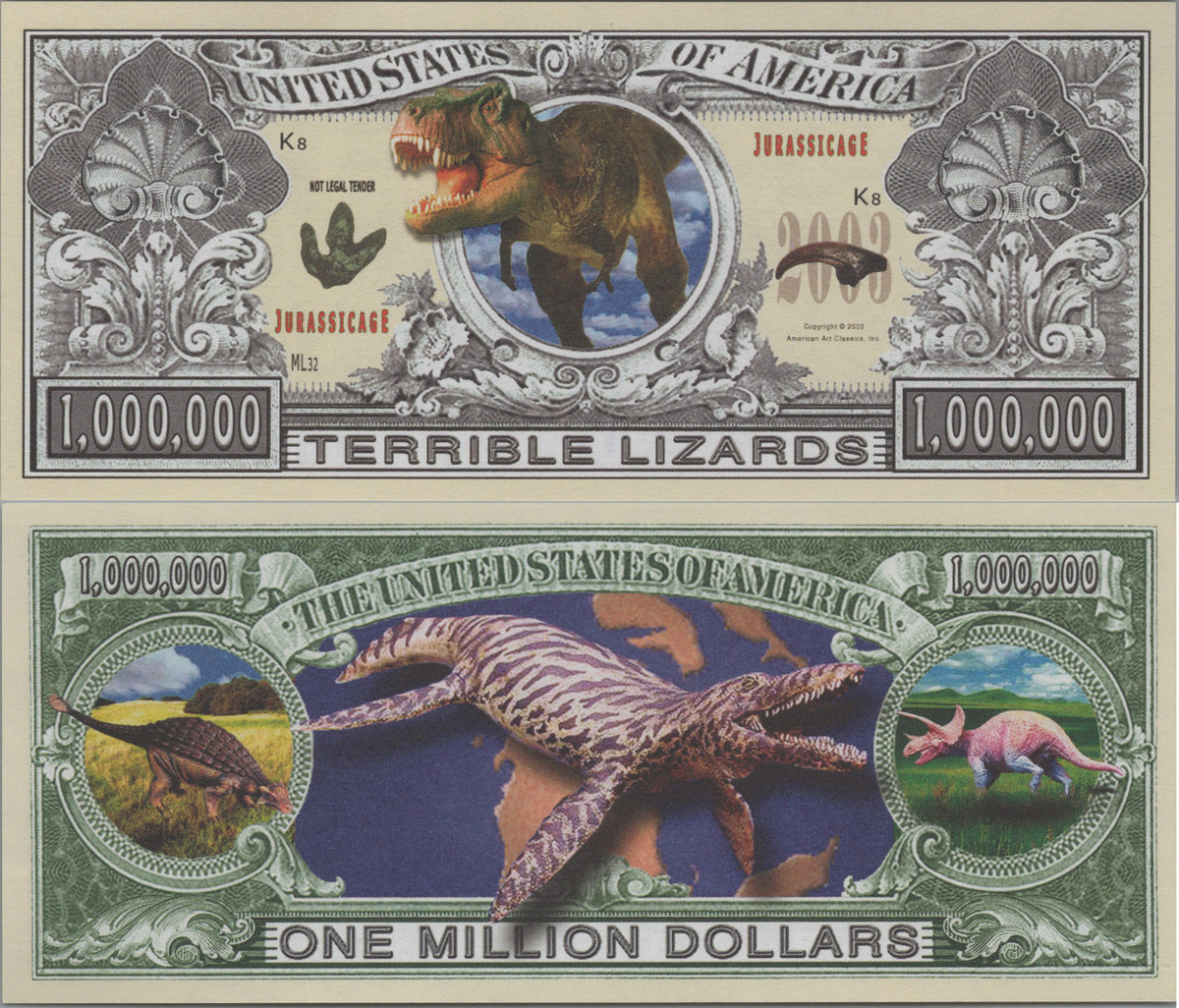 Terrible Lizards, Fantasy Million Note; features Dinosaurs