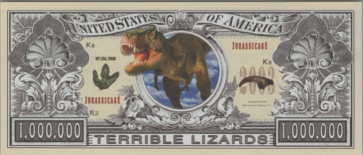 Terrible Lizards, Fantasy Million Note; features Dinosaurs