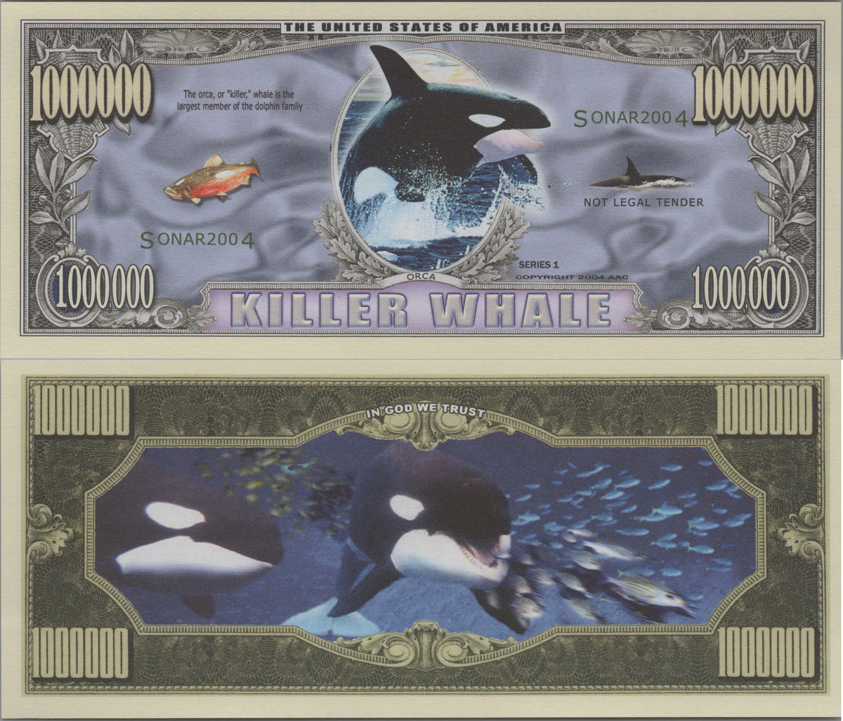 Killer Whales, Fantasy Million Note; features Orcas