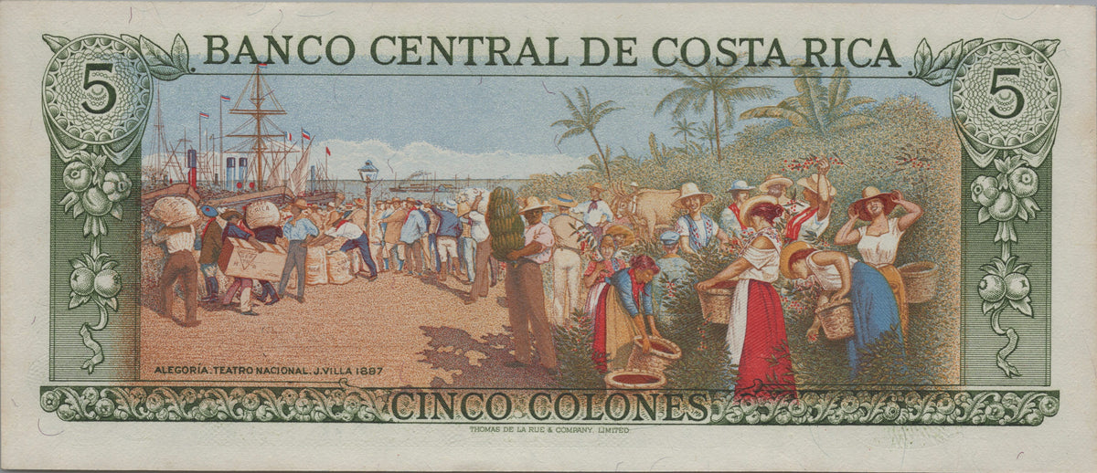 Costa Rica 5 Colones, P236e; UNCIRCULATED, 1992