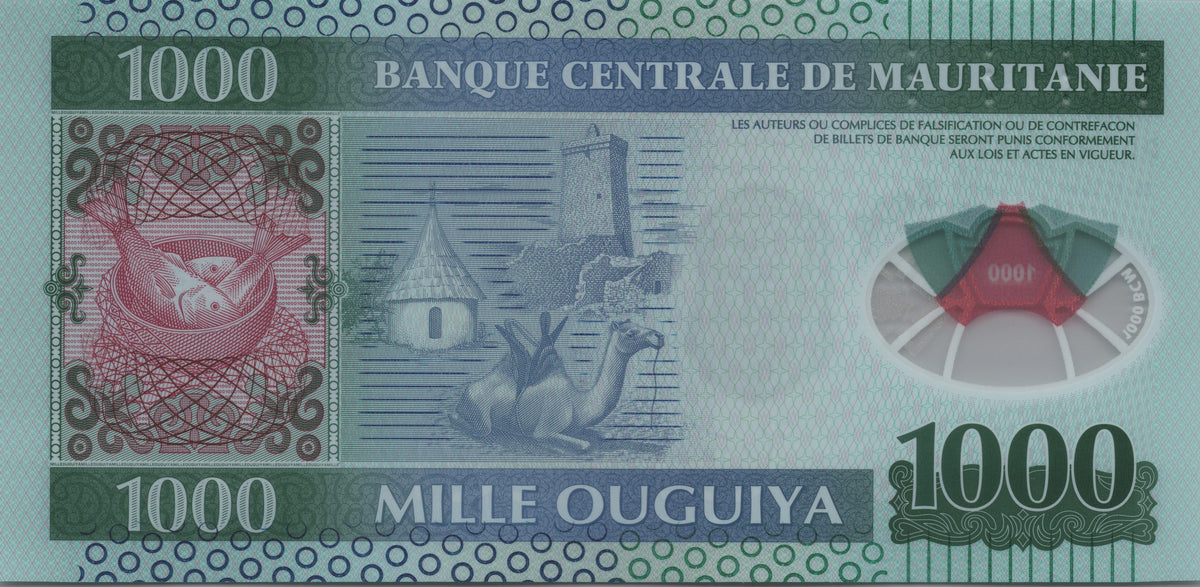 Mauritania 1000 Ouguiya, B123a, Uncirculated, 2014; Camel and Polymer Note