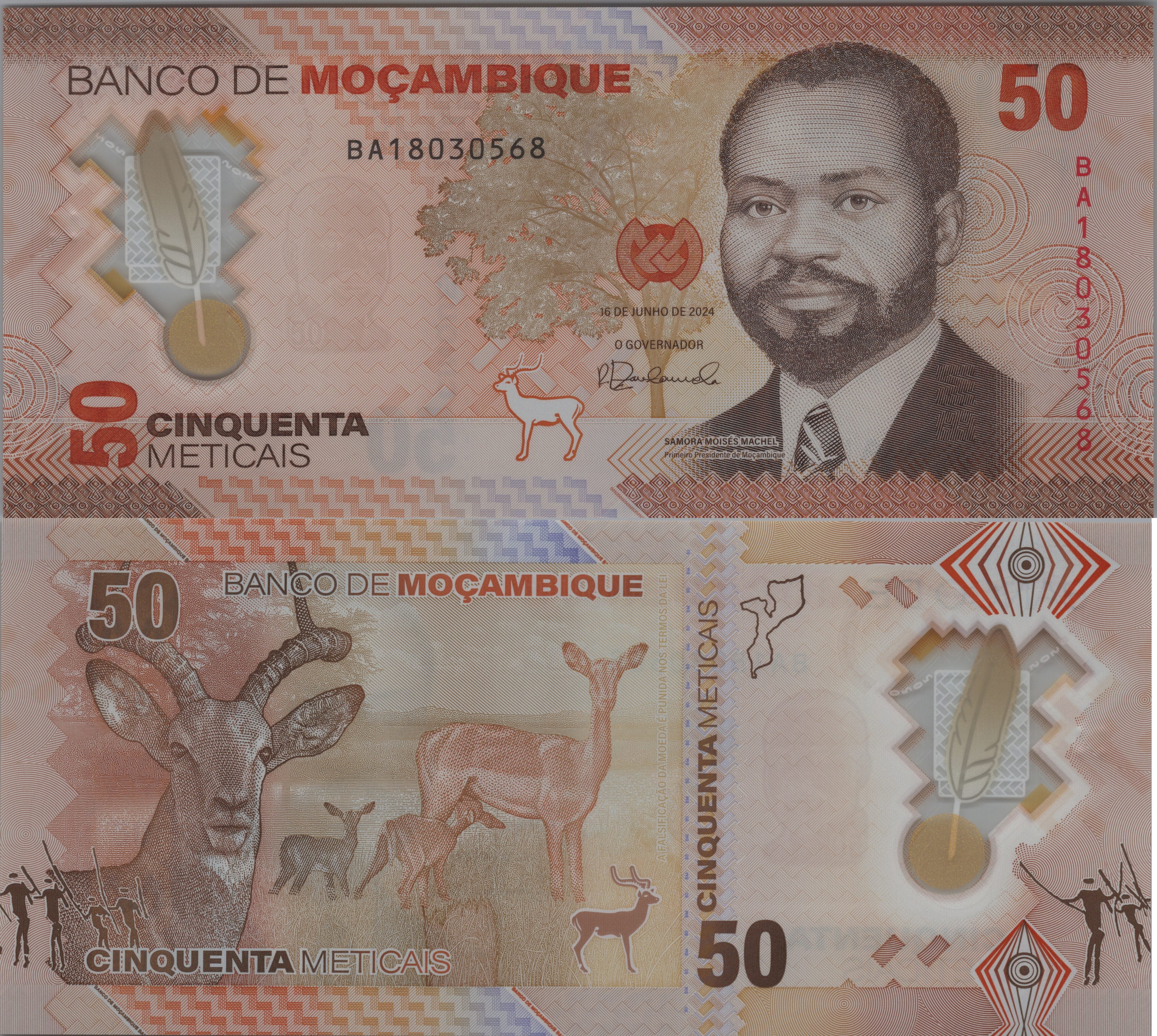 MOZAMBIQUE 50 Meticais, B241a, UNCIRCULATED, 2024, Polymer Banknote