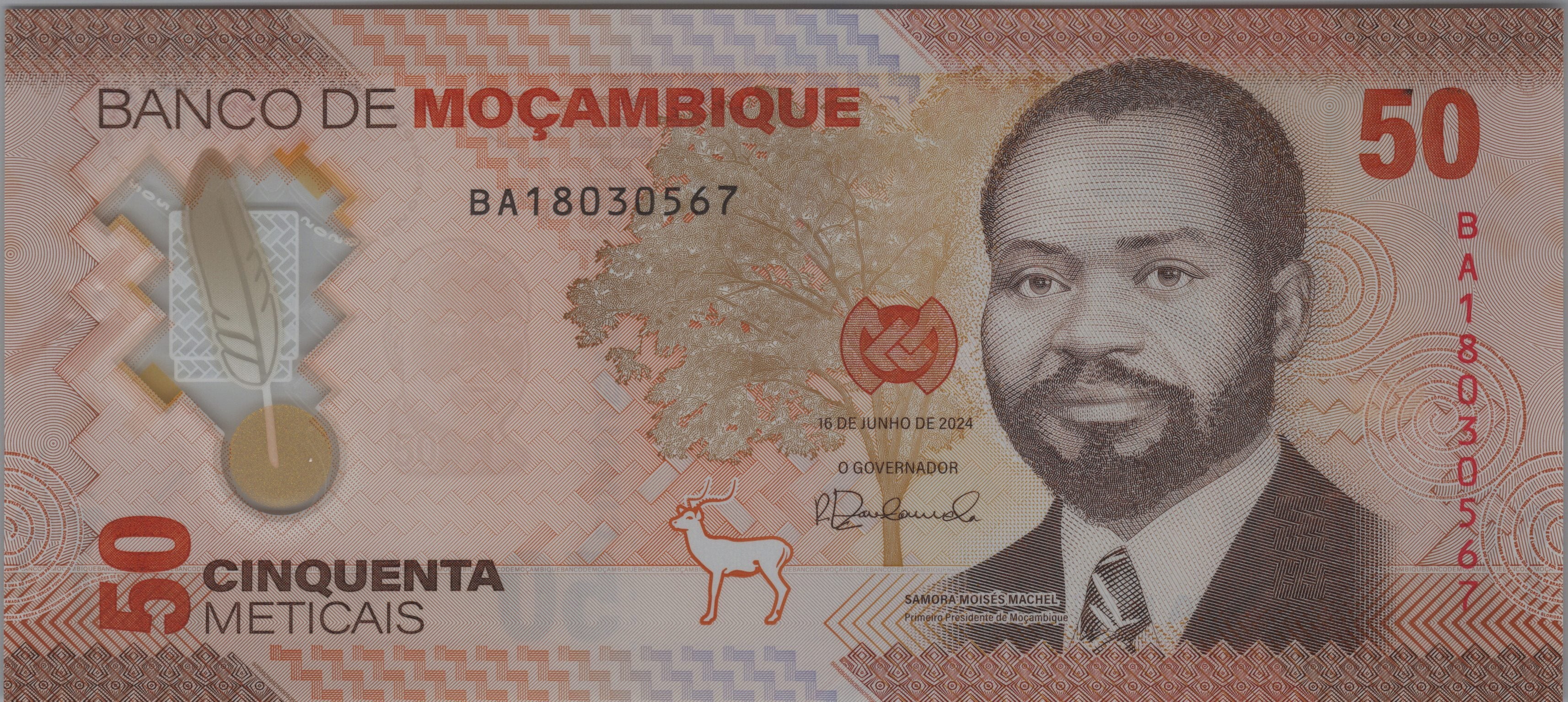 MOZAMBIQUE 50 Meticais, B241a, UNCIRCULATED, 2024, Polymer Banknote