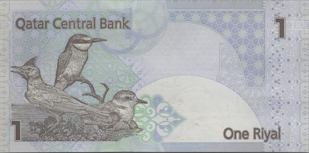 Qatar 1 Riyal, P28a, Uncirculated, 2008; features White-cheeked Terns