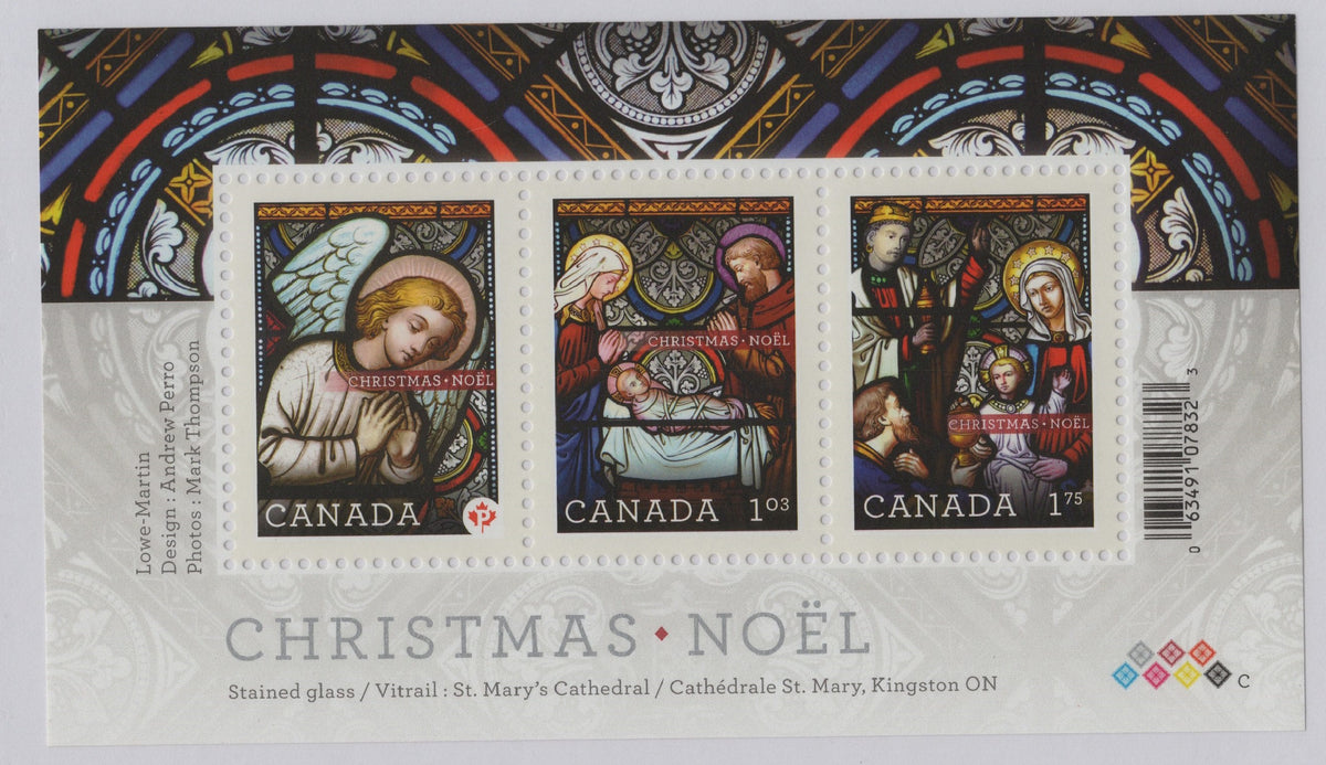 Canada 2011 Christmas Stained Glass 2490 complete souvenir sheet of three stamps