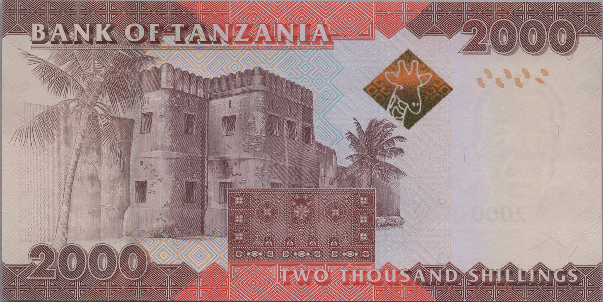 Tanzania 2000 Shillings, B141c, Uncirculated, 2020; features a Lion