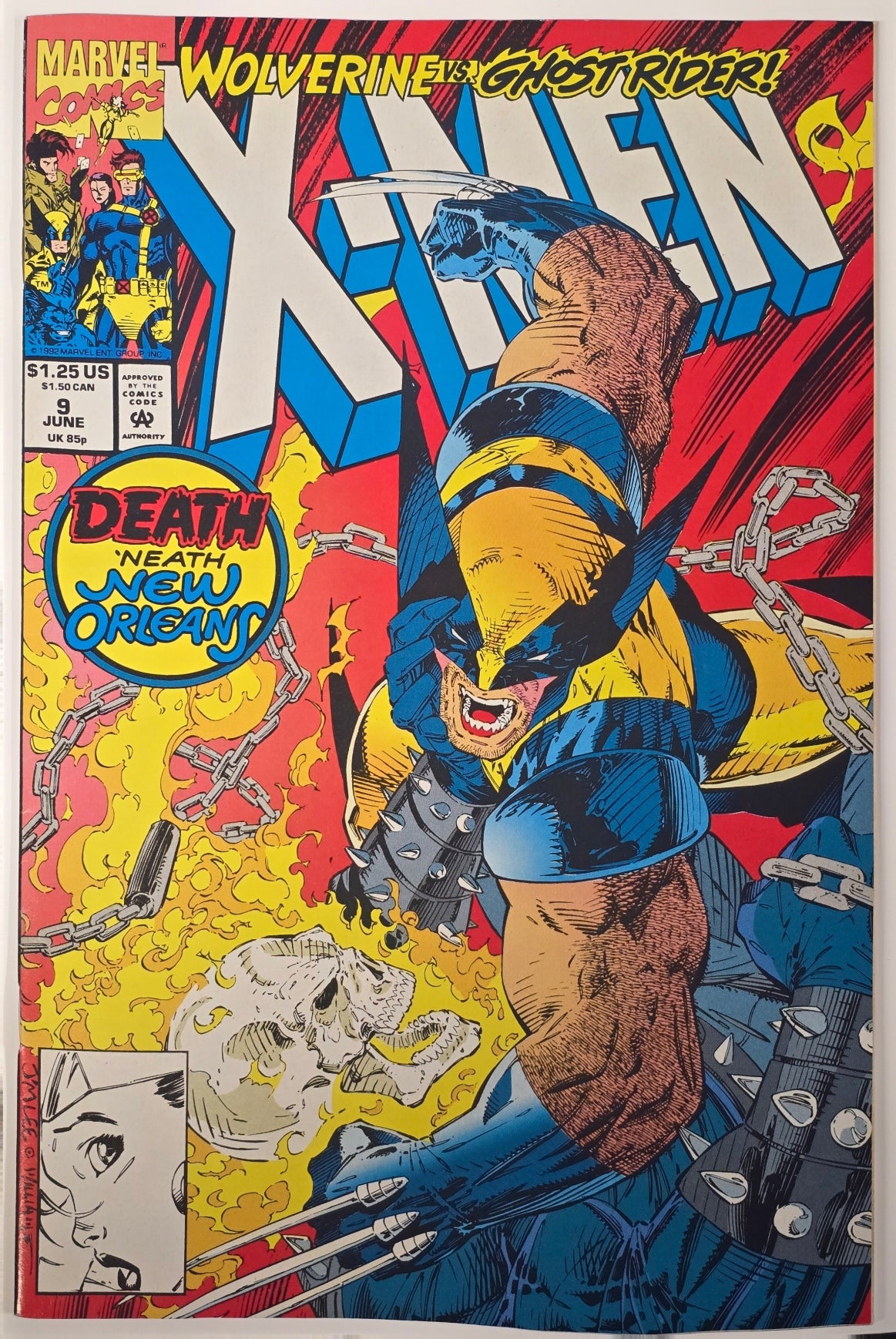 X-Men #9 - "The Not So Big Easy", Direct Edition, Marvel, 1992, NM
