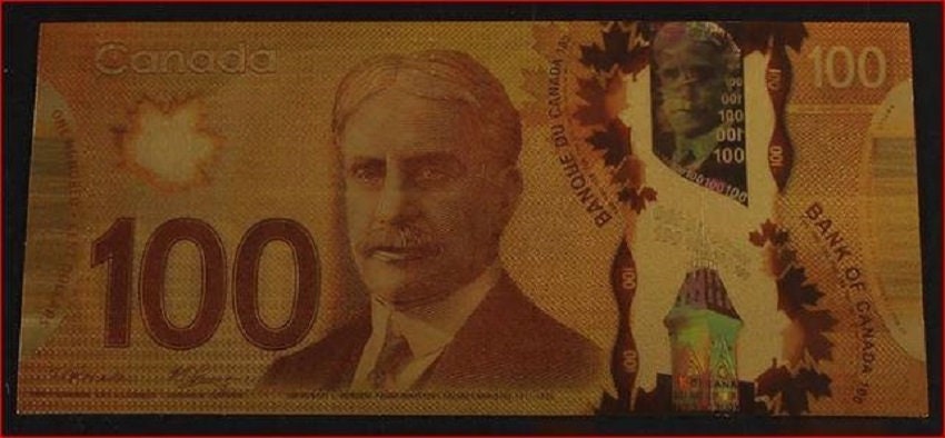 Canada 100 Dollars FANTASY .9999 GOLD FOiL Note with COA