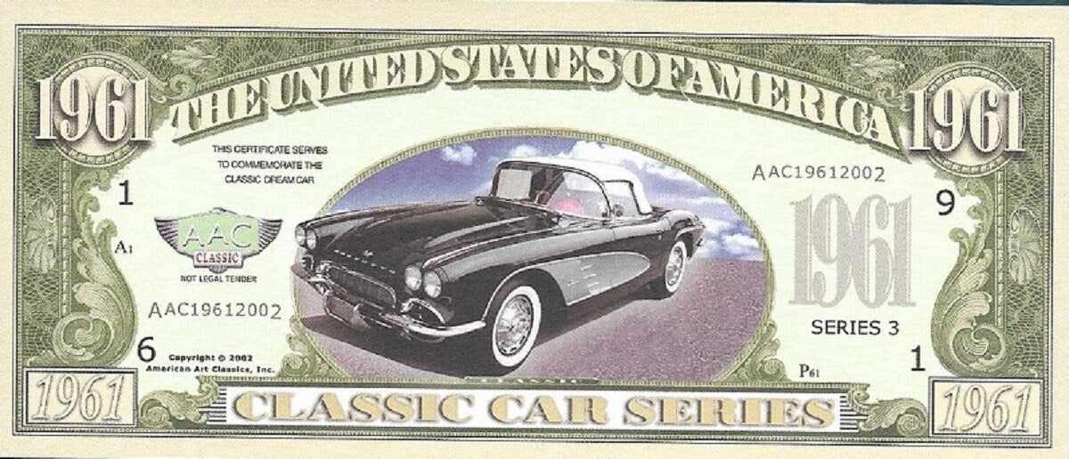LOT of 5 CLASSIC CARS Series Fantasy Notes ~ Features 5 Vintage Beloved Cars