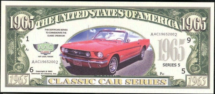 LOT of 5 CLASSIC CARS Series Fantasy Notes ~ Features 5 Vintage Beloved Cars