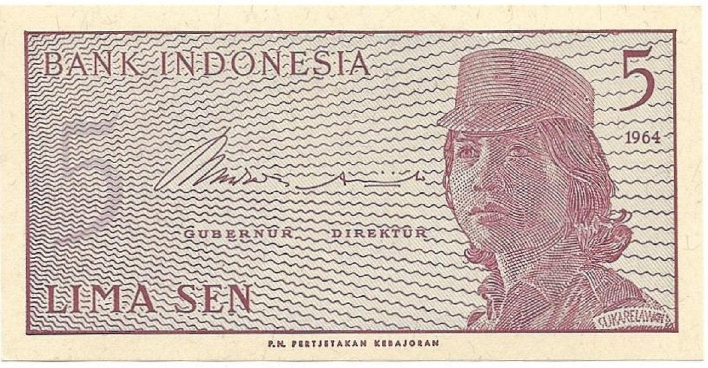 INDONESIA 5 Sen, P- 91, UNCIRCULATED from 1964