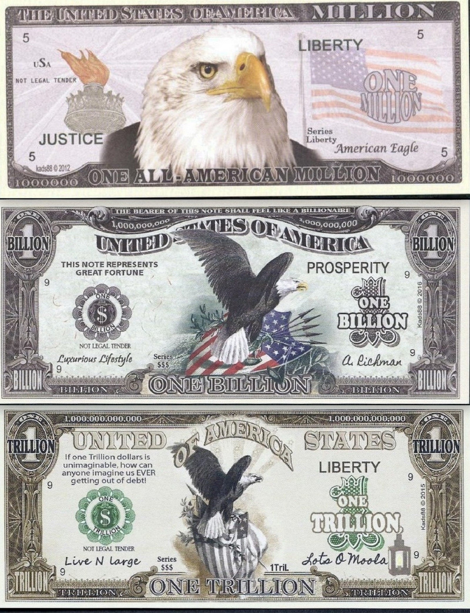 LOT of 3 Different Famous USA HISTORICAL Events ~ Fantasy Note Set