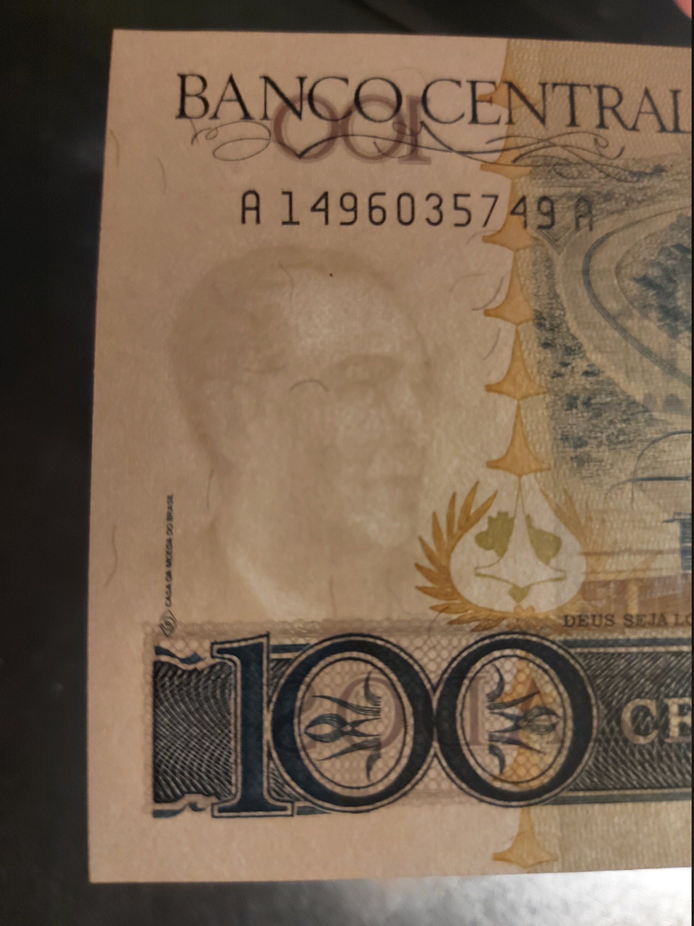 Brazil 100 Cruzados Banknote; P - 211b; UNC from 1987 ~ Power Station