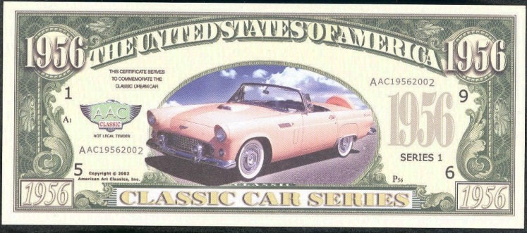 LOT of 5 CLASSIC CARS Series Fantasy Notes ~ Features 5 Vintage Beloved Cars