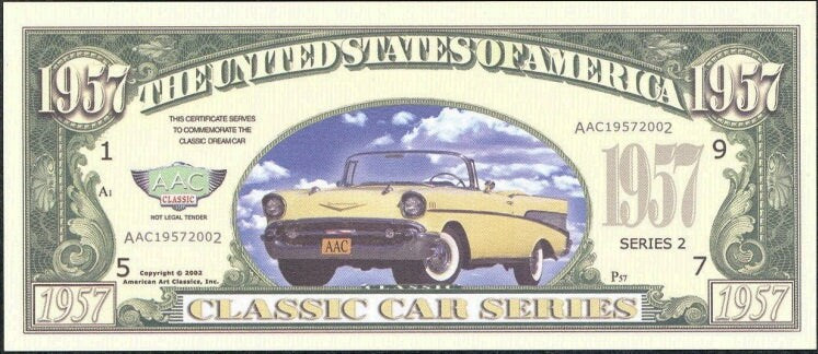 LOT of 5 CLASSIC CARS Series Fantasy Notes ~ Features 5 Vintage Beloved Cars