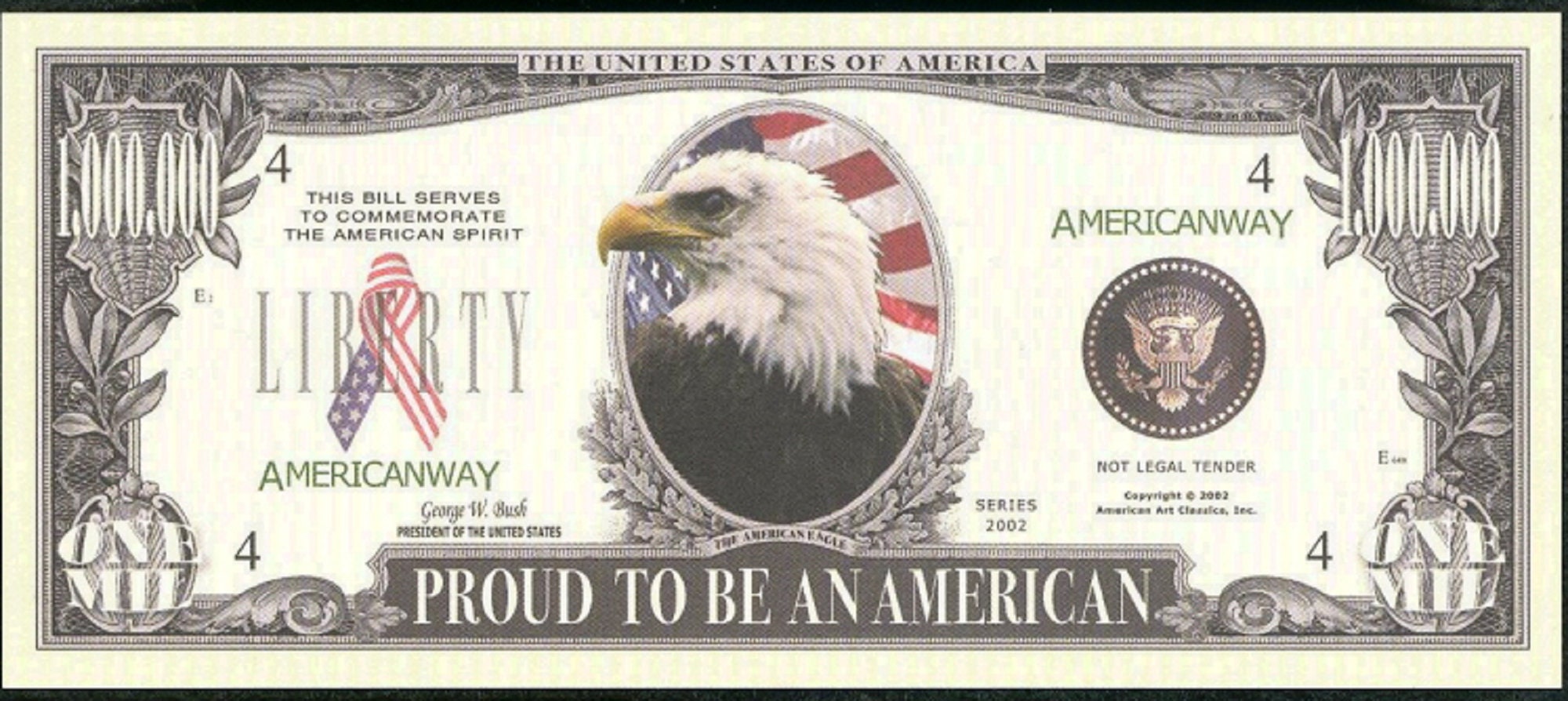 Proud to be an AMERICAN ~ Featuring Beautiful Bald Eagle and Flag ~ Fantasy Note Keepsake