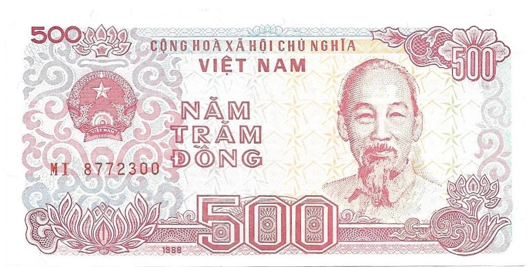 VIET NAM 500 Dong; P - 101a; UNCiRCULATED, 1988; Features Ho Chi Min & Large Boats