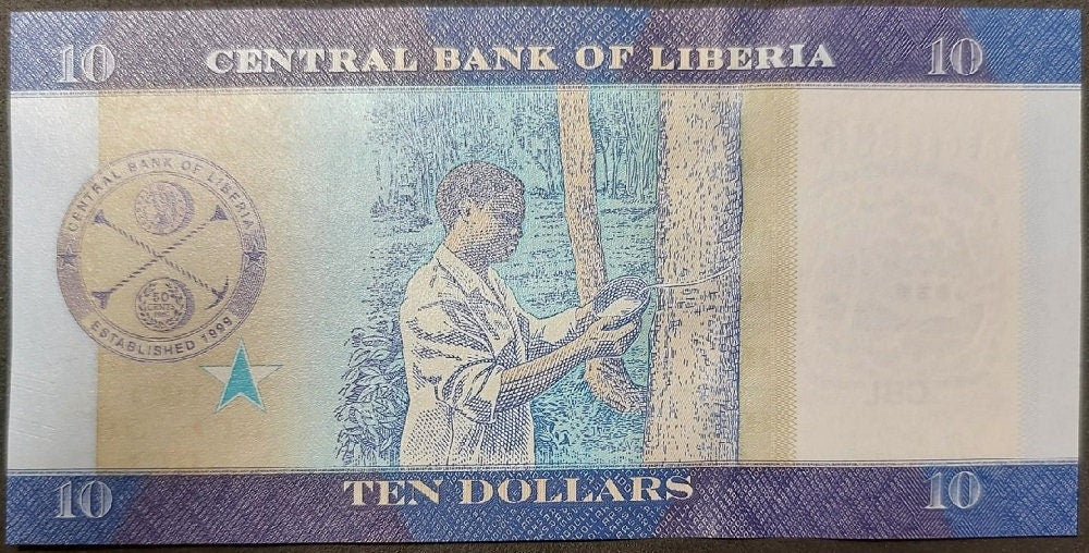 REPUBLIC Of LIBERIA, 10 Dollars; P-32a Uncirculated from 2016 ~~ First "AA" Prefix