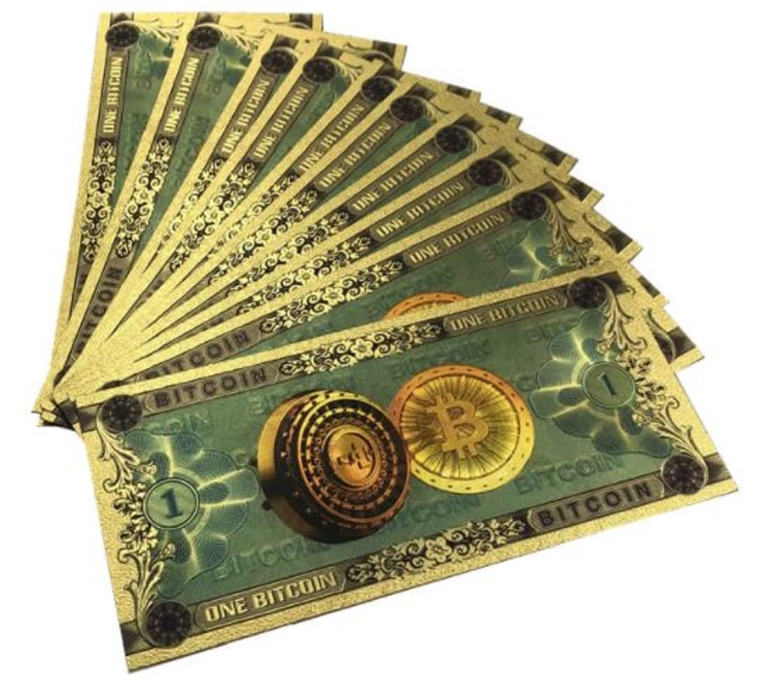 BITCOIN Cryptocurrency .9999 GOLD FOIL Note