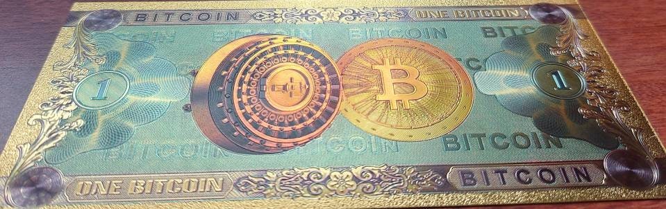 BITCOIN Cryptocurrency .9999 GOLD FOIL Note