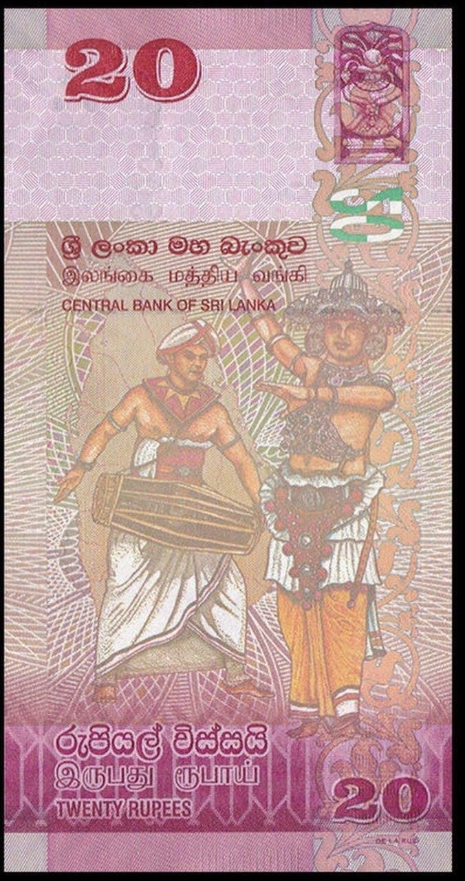 SRI LANKA 20 Rupees Banknote P-123c; Uncirculated; Featuring butterflies and an Owl