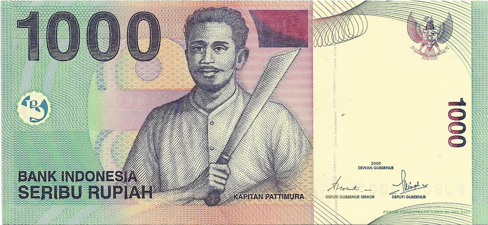 INDONESIA 1000 Rupiah; P- 141g, UNCIRCULATED from 2006; features a Volcano
