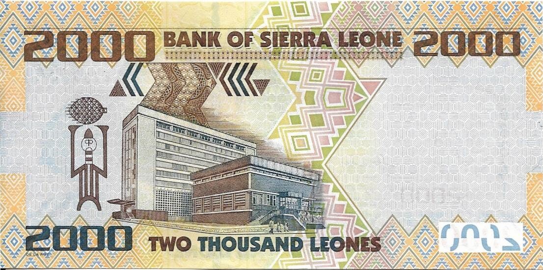 SIERRA LEONE 2000 Leones P-31; UNCIRCULATED from 2010; Lion's Head as watermark