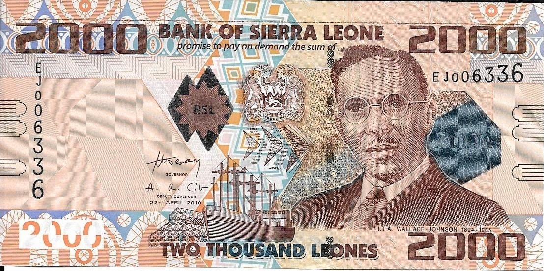 SIERRA LEONE 2000 Leones P-31; UNCIRCULATED from 2010; Lion's Head as watermark