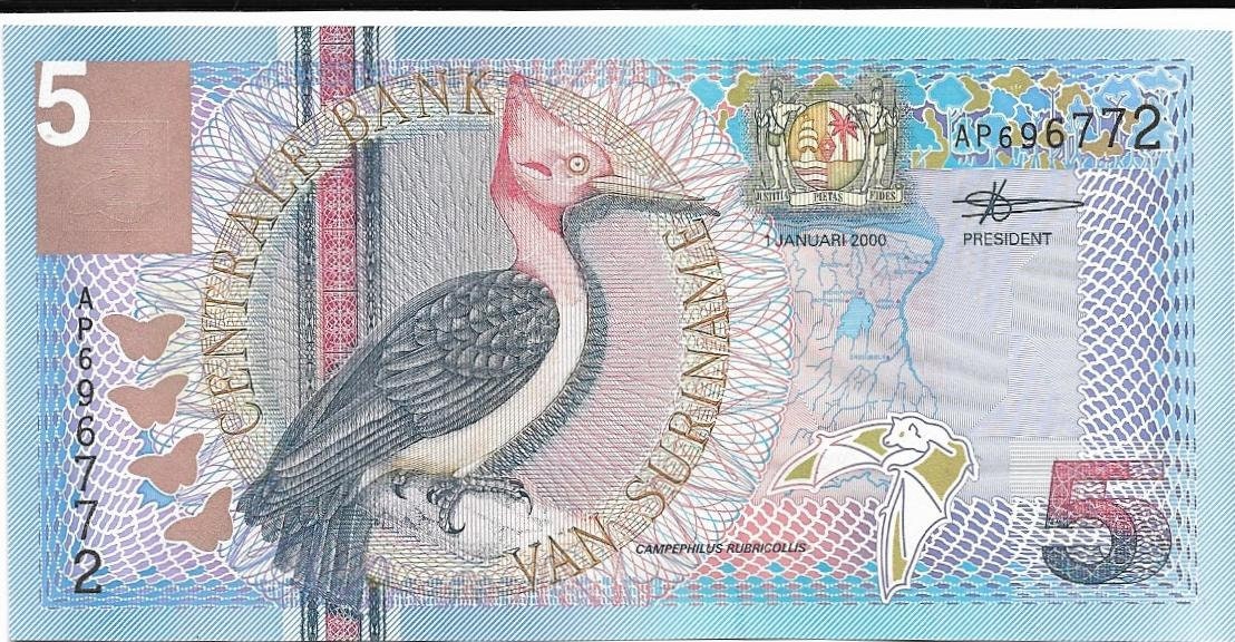 SURINAME 5 Gulden; P- 146 ~~ 6th Issue World Banknote Series ~~ LIMITED Issues