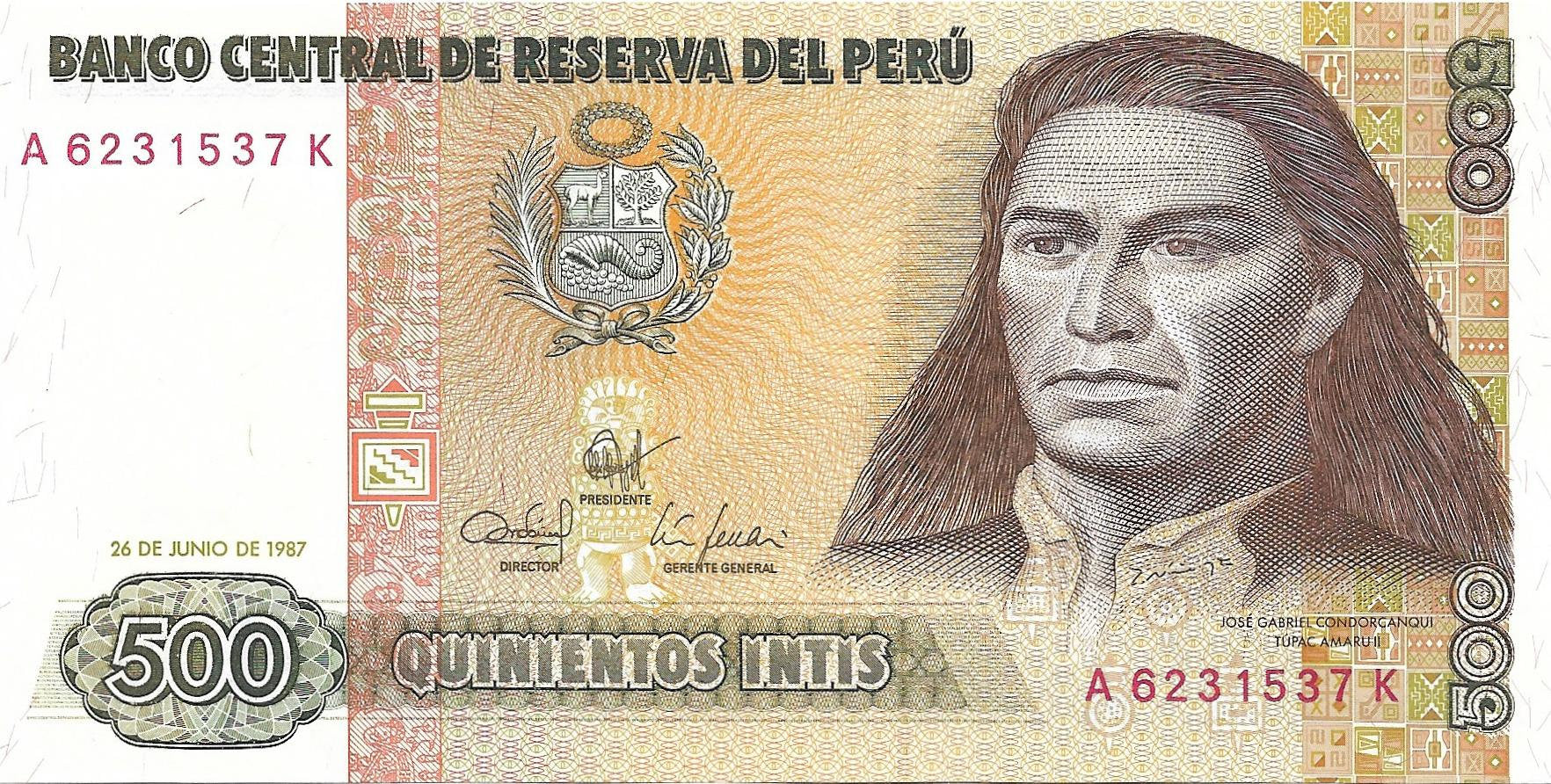 PERU 500 Initis; P- 134 ~~ 14th Issue World Banknote Series ~~ LIMITED Issues
