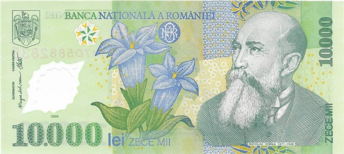 ROMANIA 10000 Lei POLYMER, P-112a, 2000; UNCIRCULATED; features a Monastery