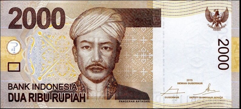 INDONESIA 2000 Rupiah, P- 148g; UNCIRCULATED from 2015; features Prince Antasari