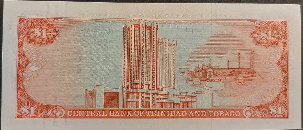 TRINIDAD & TOBAGGO 1 Dollar Banknote; P -36d, UNCIRCULATED from 1985; Featuring Scarlet Ibis