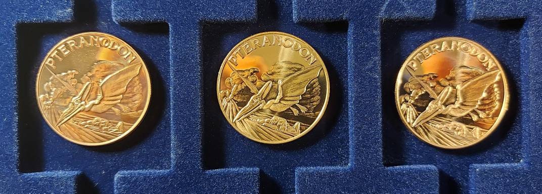 PTERANODON in 1 Oz. COPPER Collector Rounds; in 2x2 Holder ~ 1 OZ Pure .999 Copper