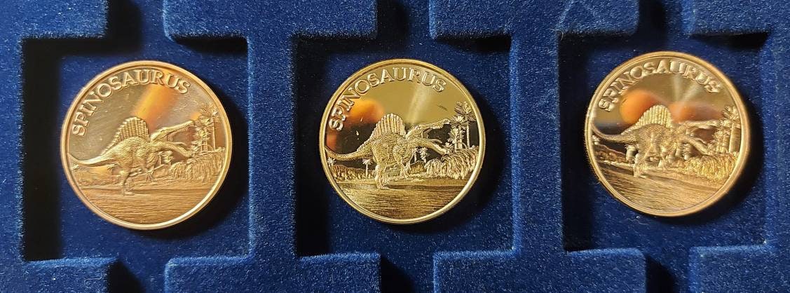 SPINOSAURUS in 1 Oz. COPPER Rounds; in 2x2 Holder ~ 1 OZ Pure .999 Copper