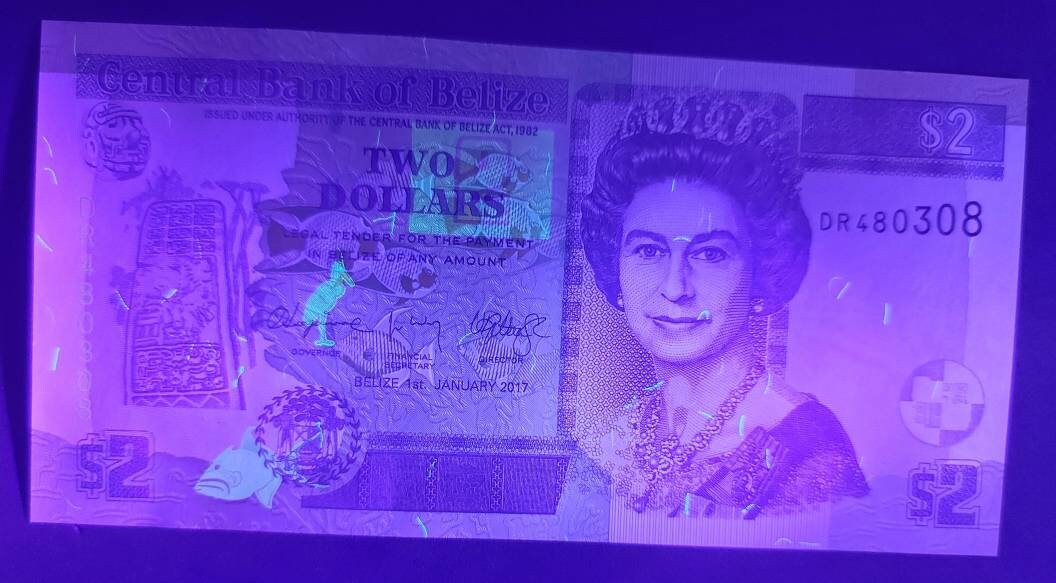 Belize 2 Dollars, P66f; UNCIRCULATED, 2017; Queen Elizabeth II; UV features