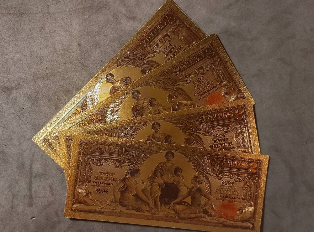 Educational Series of 1896 ~ 2 Dollar "Neoclassical Allegorical" Note ~ .9999 GOLD FOIL Note