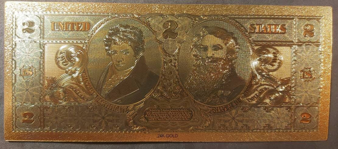 Educational Series of 1896 ~ 2 Dollar "Neoclassical Allegorical" Note ~ .9999 GOLD FOIL Note