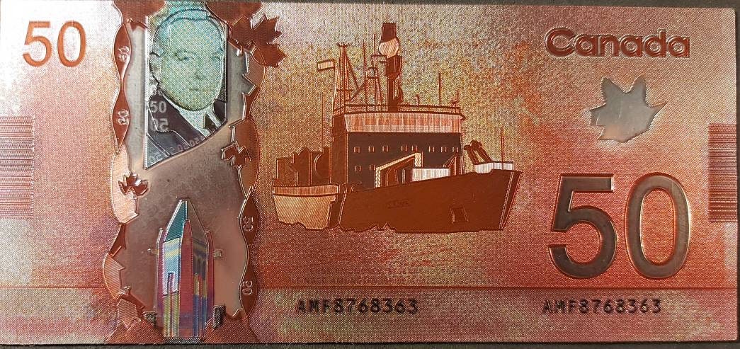 Canada 50 Dollars FANTASY .9999 COLOR FOIL Note; Stunning Colors