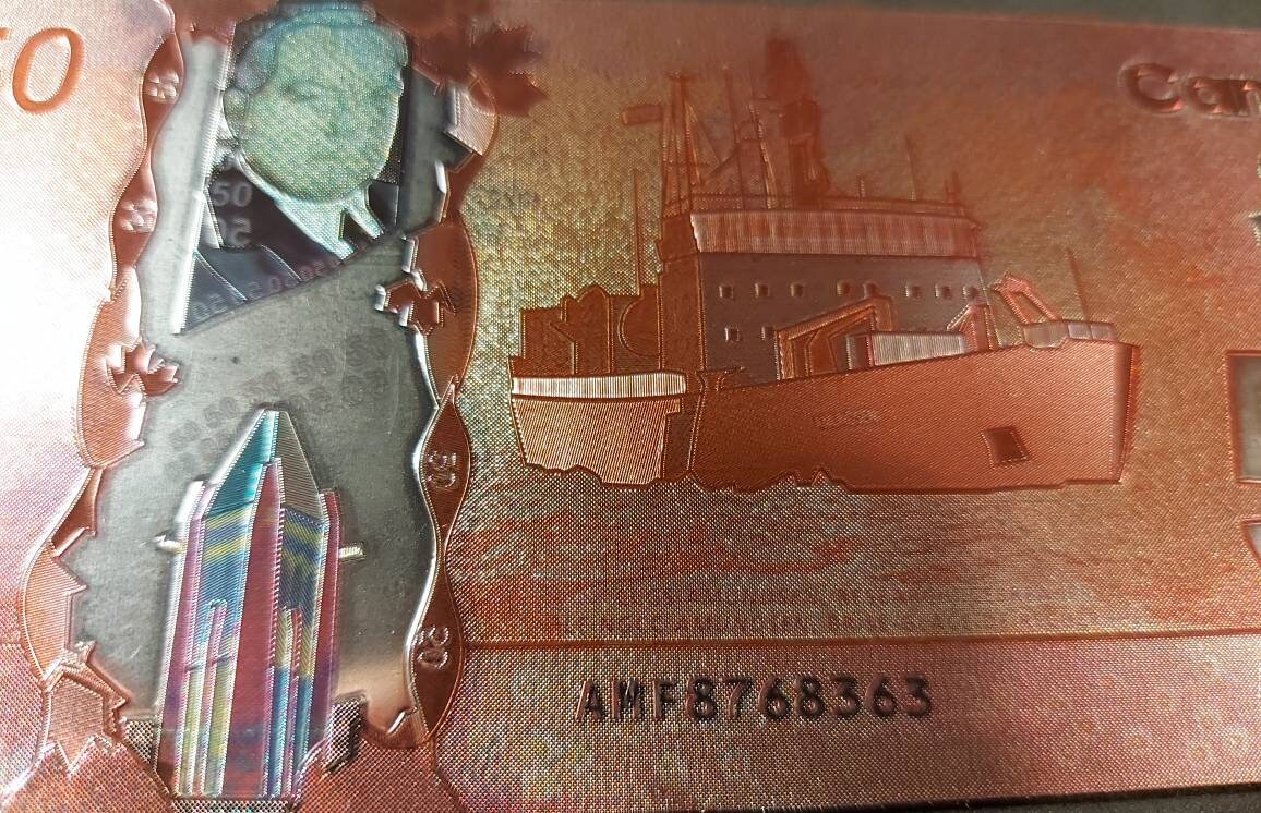 Canada 50 Dollars FANTASY .9999 COLOR FOIL Note; Stunning Colors