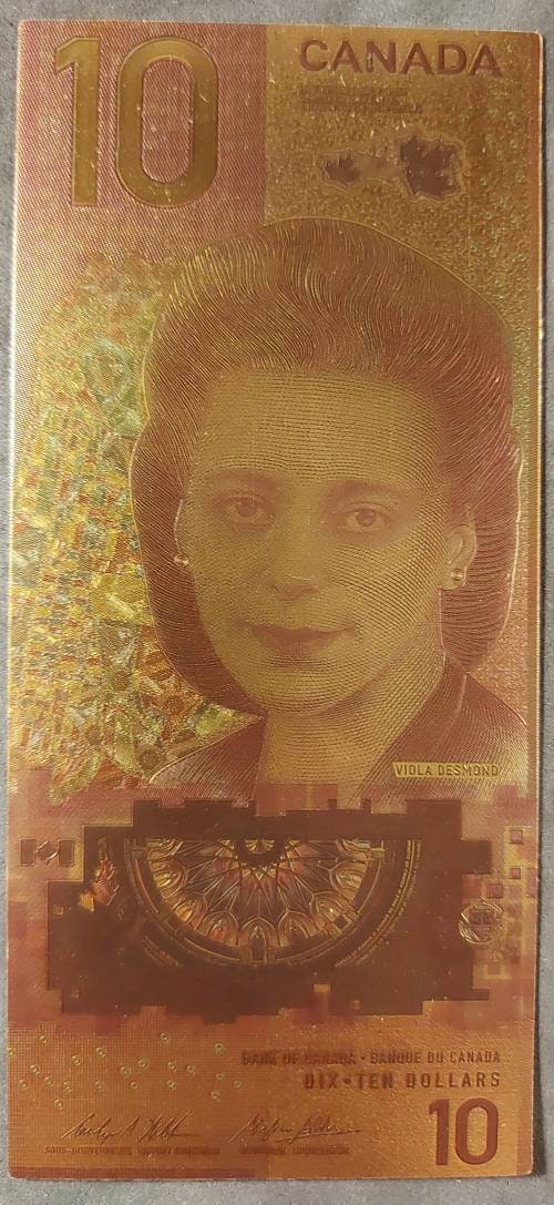 Canada 10 Dollars Viola Desmond .9999 COLOR FOIL Note; Human Rights Activist