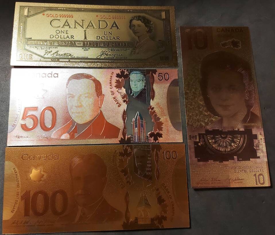 Canada ~ COLOR FOIL Note Set; 1 to 100 Dollars; Popular Set; Beautiful Colors; 4 Notes each set
