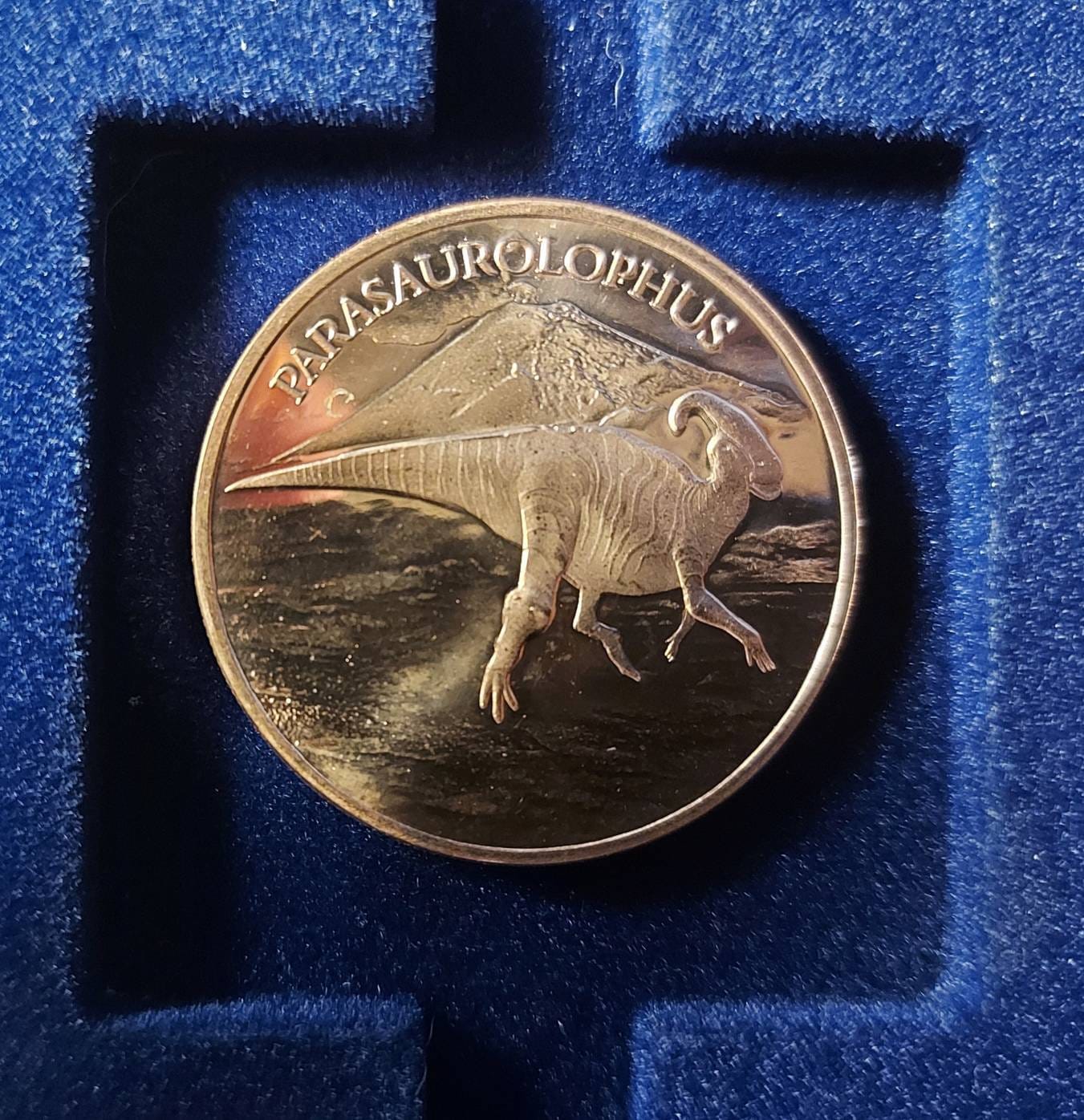 PARASAUROLOPHUS in 1 Oz. COPPER Collector Rounds; in 2x2 Holder ~ 1 OZ Pure .999 Copper