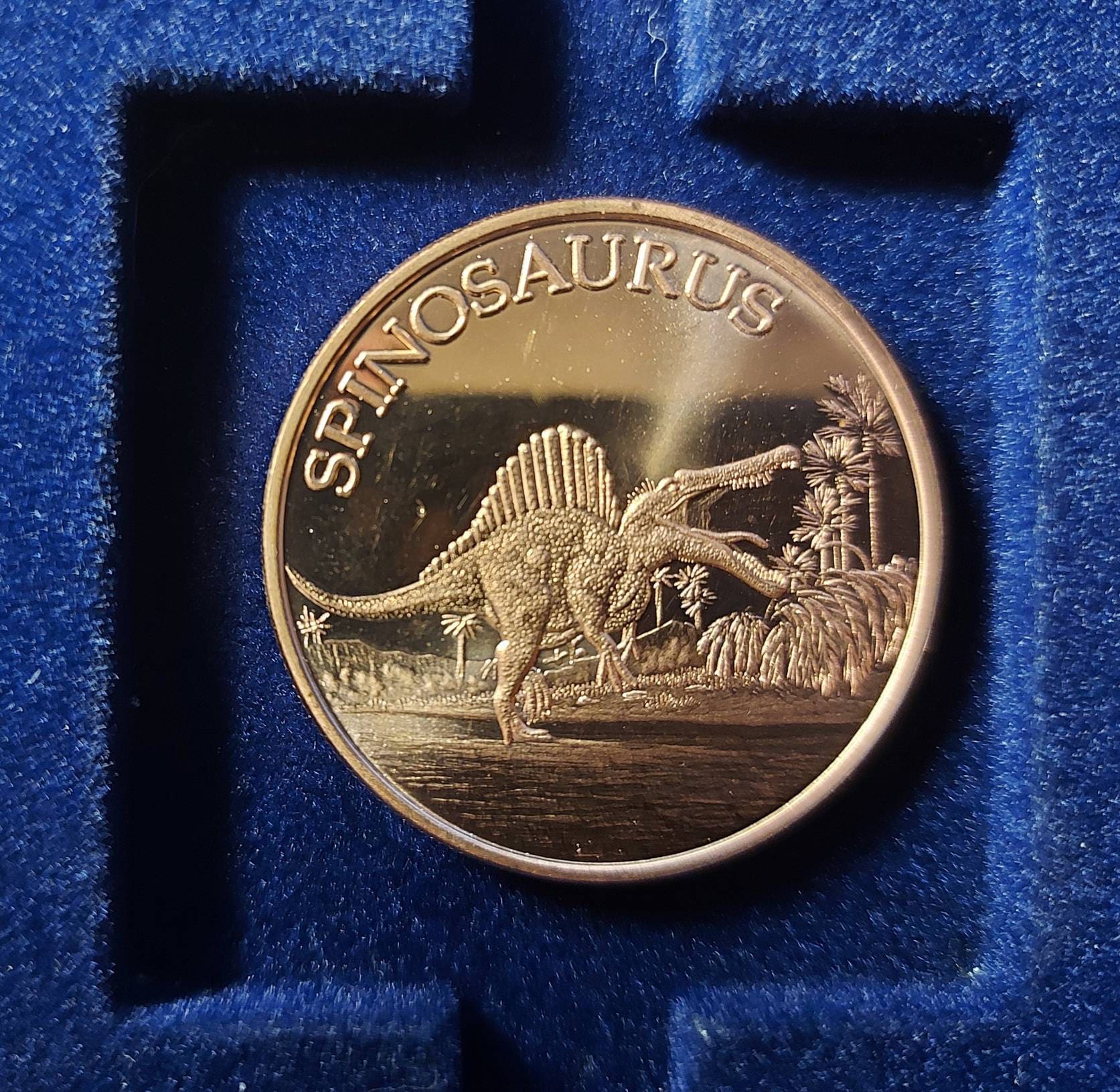 SPINOSAURUS in 1 Oz. COPPER Rounds; in 2x2 Holder ~ 1 OZ Pure .999 Copper