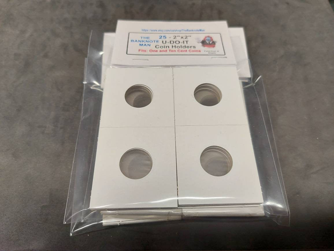 COIN HOLDERS ~ 2"x2" Coin Flips - Bundle of 25 ~ Penny or Dime Size (20.5mm); Made in Canada