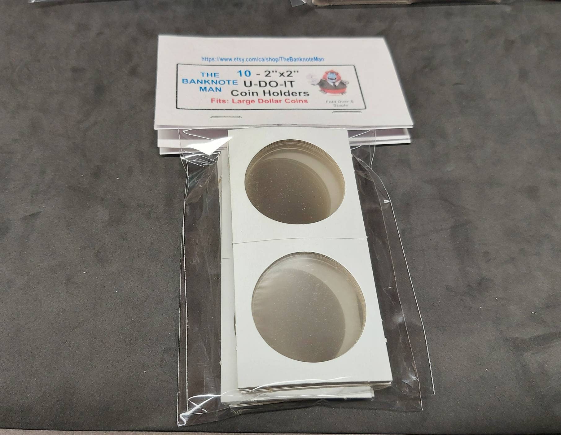 COIN HOLDERS ~ 2"x2" Coin Flips - Bundle of 10 ~ Nickel or Silver Dollar Size (39 mm); Made in Canada
