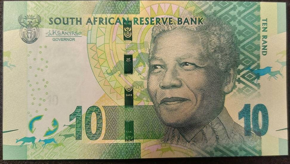 SOUTH AFRICA 10 Rand; P-138b; Uncirculated, 2016; features a Nelson Mandela and a Beautiful ELEPHANT