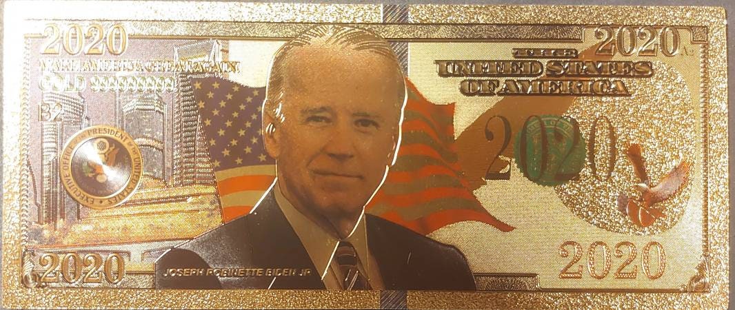 2020 USA Joe Biden ~ 46th President .9999 GOLD FOIL Note; Beautiful collector piece and design